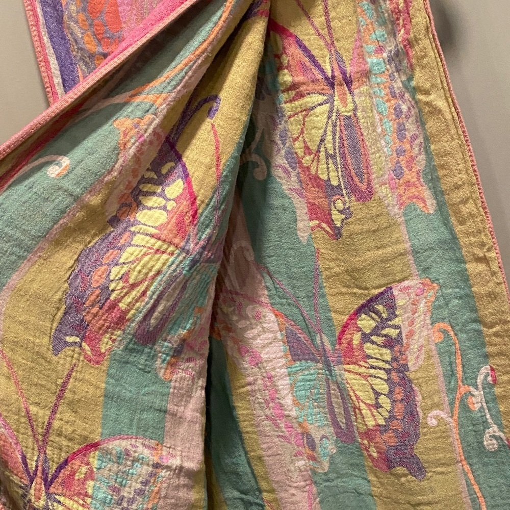 Colorful Butterfly Wrap Scarf Fringe Boho Shawl - Picture 5 of 6
